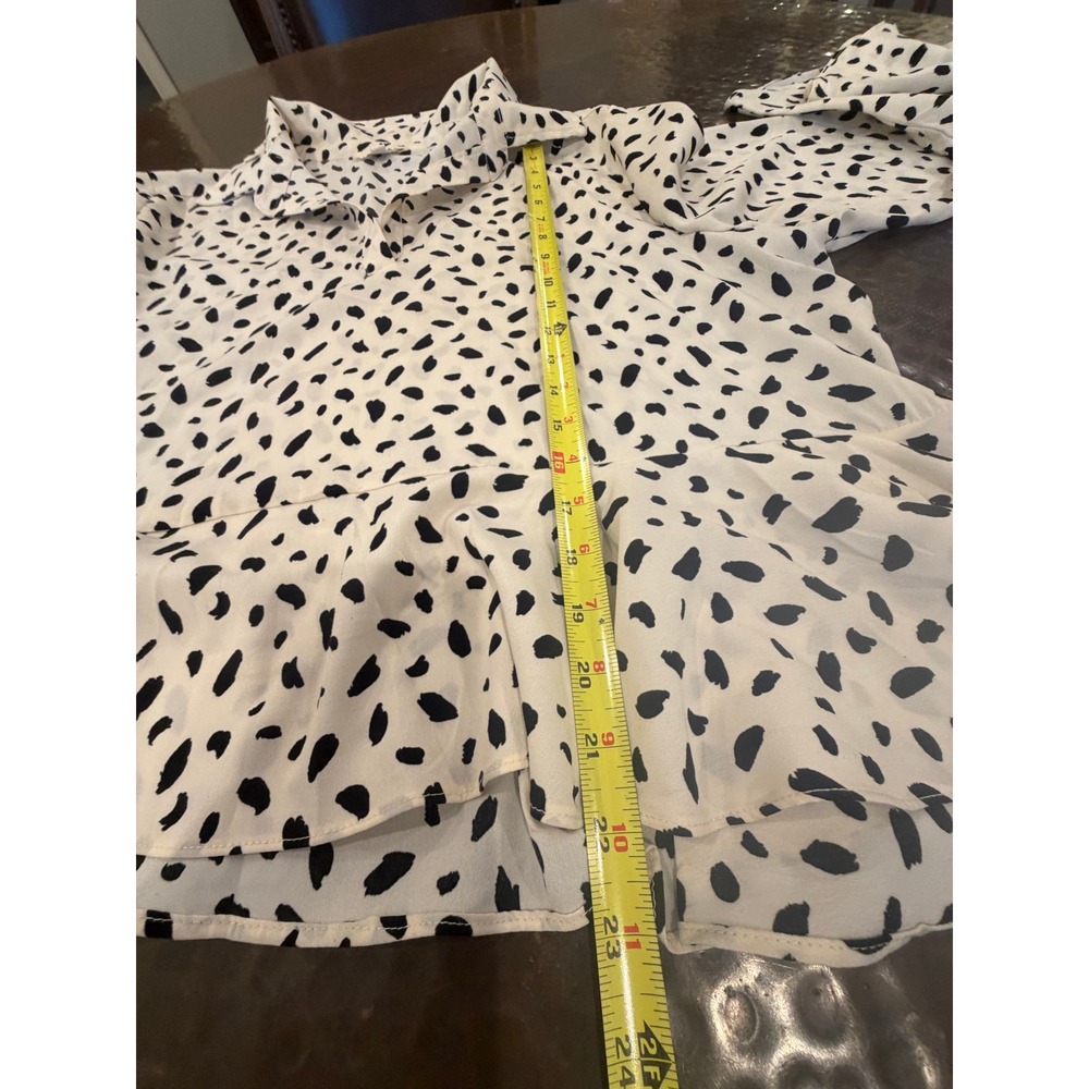 Umgee Peplum Blouse XL Cream Black Bell Sleeve Tiered Top - Picture 8 of 10